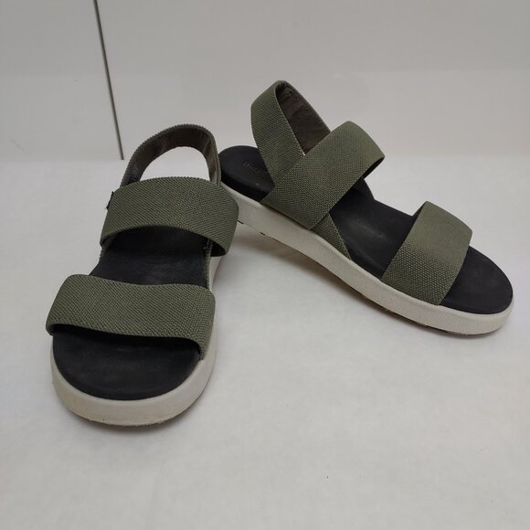 KEEN Elle Backstrap Sandal Women's 7.5 Green Gray Platform Wedge Stretch Straps - Picture 1 of 13